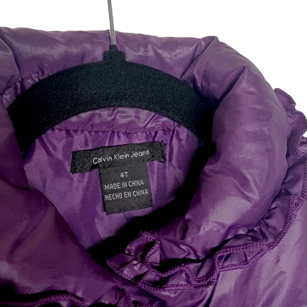 CALVIN KLEIN JEANS Purple Puffer Snap Button Front Vest Jacket 4T